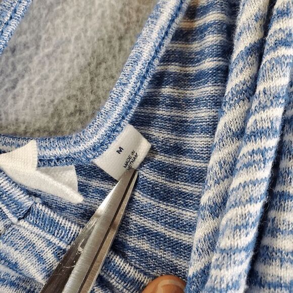 Gap Dress Womens Medium Blue Striped Tank Double Straps V Neck Back Drawstring - Picture 2 of 11